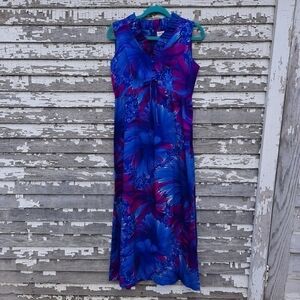 Vintage Made in Hawaii  Honolulu Blue Purple Sleeveless dress